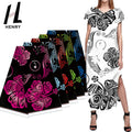 Henry Island Style Plumeria Design Print Custom Polyester Fabrics for Garment Girls Clothing Fabric All White Black Sarong