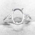 Sterling Silver 9*12mm Semi Mount Ring Empty Frame Blank Support Claws Setting S925 Base Holder Without Center Stone for Inlay