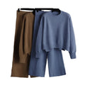 Women's Korean Version Casual Knitted Pants and Sweater Set Autumn/Winter New Fashion Loose Wide Leg Tops 10% off