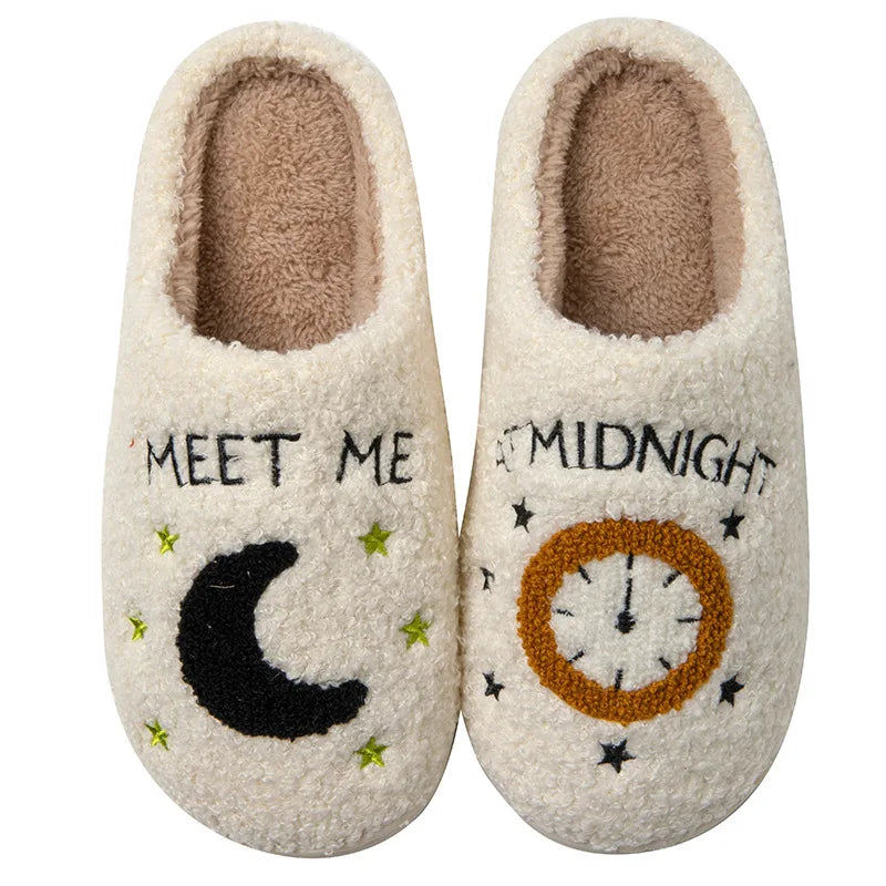 Wholesale Cute Fuzzy Mushroom Heart Evil Eye Bad Bunny Slippers Slides Ladies Winter Indoor Flat Warm  Slippers