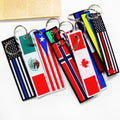 Embroidery Customized Double Sided Fabric Eco-Friendly Stainless Steel Flight Key Chains Key Ring Key Tag Promotion Gifts