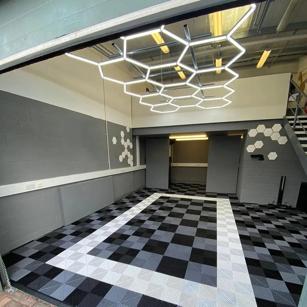 Garage Floor Tiles 2026 Plastic Modular Interlocking Parking Tiles Splicing Drain Flooring for Car Wash 15.5x15.5 Inch