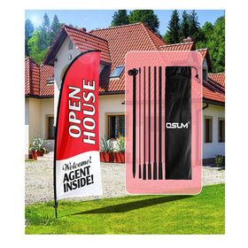Hot Sale Real Estate Agent Open House Sign Flag with Pole Kit/ground Stake Windless Opening Sign Commercial Advertising Flag