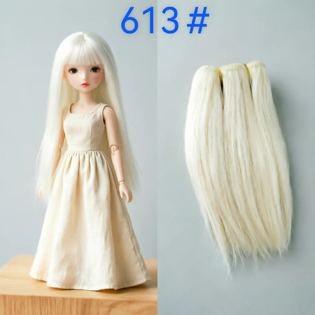 Wholesale Price 500cm Goat Hair Weft for Doll Wig 20cm Straight Type Hair Length 613 Color min Order 1 Piece