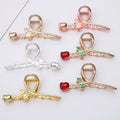 6cm*11.0cm 4.35 Inch Rose Flower Metal Hair Claws Clips for Holding Ponytails Large Cross Floral Alloy Hair Catch Barrettes