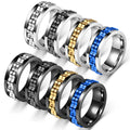 Stainless Steel Cross-Border Anti Stress-Reducing Anti-Anxiety Ring Black Gold Plated Gear Wheel Wheel Rotatable Finger Rings