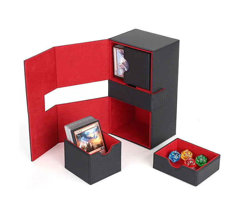 MIO Premium Double-Deck Case for 200+ Sleeved Cards Pro Twin Flip Deck with 3 Tray Fits /TCG/CCG Board Games