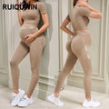 RUIQUWIN Pregnant Women Yoga Set Comfortable Yoga Suit Custom Maternity Seamless Sports Quick Dry Fitness Yoga Wear