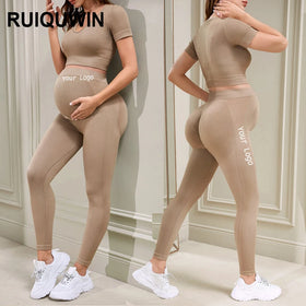 RUIQUWIN Pregnant Women Yoga Set Comfortable Yoga Suit Custom Maternity Seamless Sports Quick Dry Fitness Yoga Wear