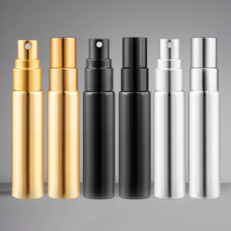 Empty Luxury UV 10ml Electroplate Gold Silver Black Travel Glass Body Fine Mist Perfume Spray Bottle