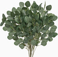 6 Pcs 35.4\" Tall Silver Dollar Artificial Eucalyptus Leaf Greenery Stems Green Silk Plastic Flowers Plant