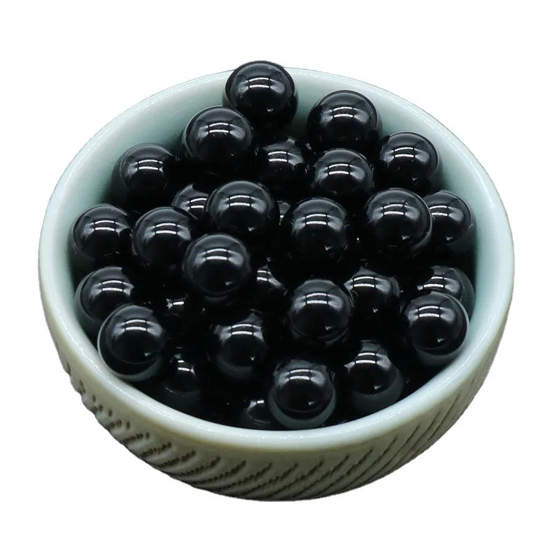 Wholesale 8\10\12\16\18\20mm Natural Black Onyx Crystal Stone No Hole Round Loose Bead for Diy Jewelry