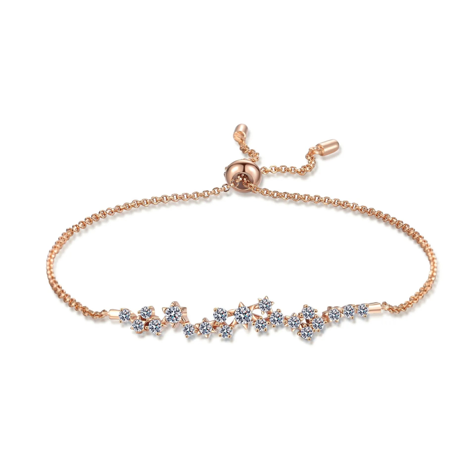 D Color Pass Diamond Tester Flower Bracelet Champagne Gold Plated 925 Silver Moissanite Tennis Bracelet for Daughter