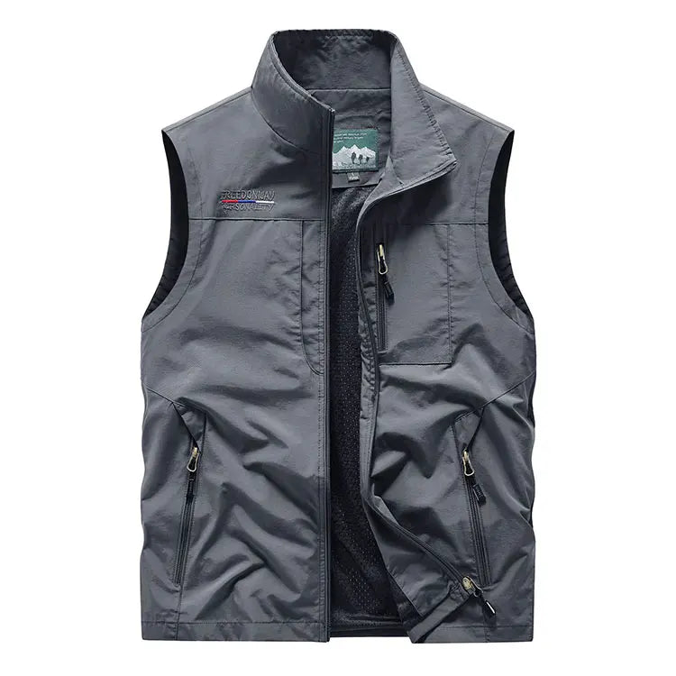 Good Quality QUICK DRY Plus Size Coats Outdoor Zipper Soft Shell Hiking Jackets Multi Pocket Vest Quick-Drying