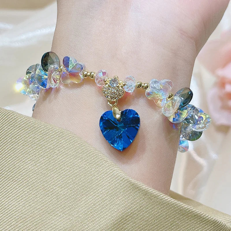 New Trendy Elegant Geometric Crystal Bracelets Fashion Diamond Heart Star Charm Bracelets & Bangles