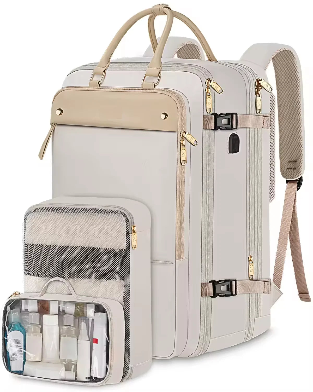 Waterproof Weekender Backpack Shoes Compartment Large Capacity Flight Approved Business Notebook Backpack Geometric for Travel