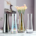 Handmade Transparent Stained Glass Flower Vase Modern Design Home Decor Large Tall Tabletop Wedding Vase Hot Cylinder Small