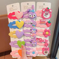 New Arrival Summer Simple Fashion Cute Little Girl Hair Clips 5 Pcs Set Strawberry Bear/Fox Cartoon Baby Hair Accessories