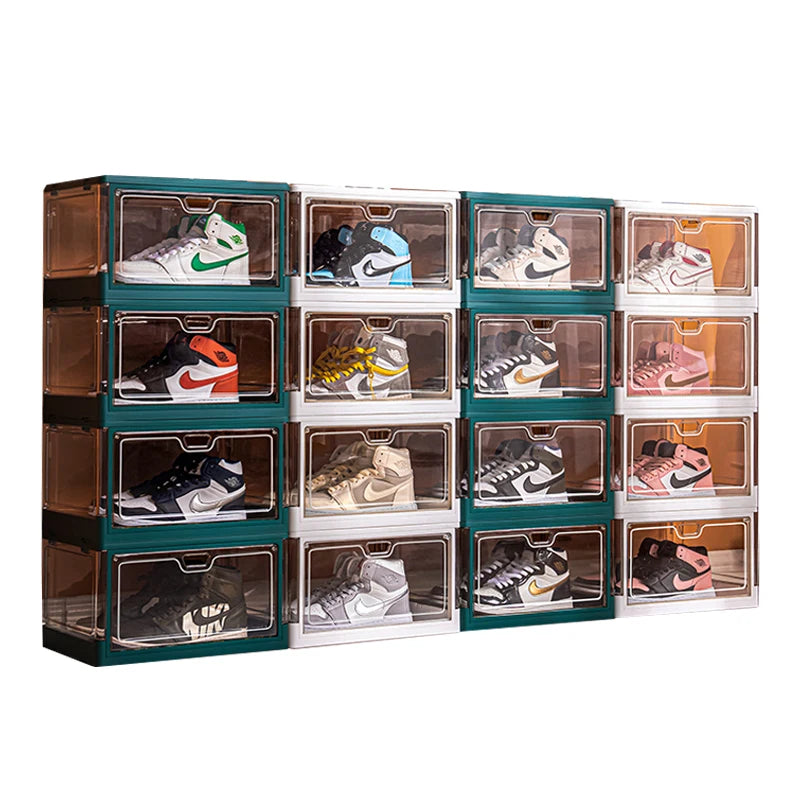 Wholesale Injection Molded Durable Magnetic Drop Front Foldable PP Transparent Stackable Eco-friendly 20L Capacity Modern Luxury