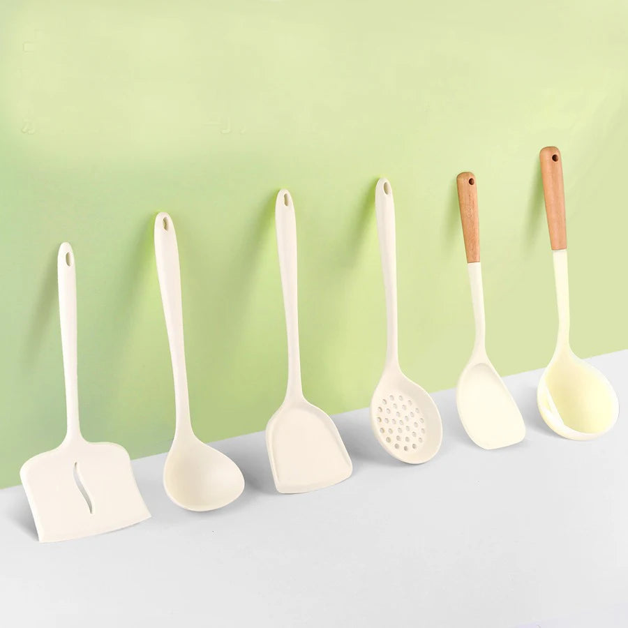 Silicone Kitchen Utensils Set Tableware Skimmer and Ladle for Frying Home Kitchen Cooking Tools