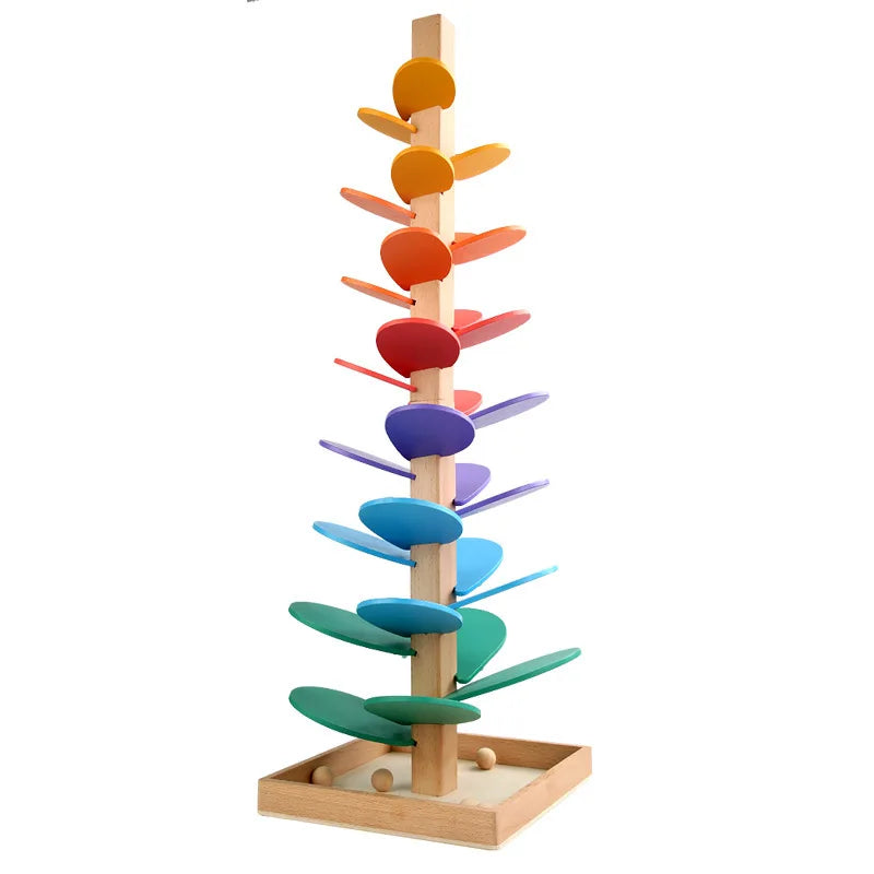 Factory Wooden Rainbow Music Tree Rolling Marble Ball Run Track Rock Game Magical Sound Tree Kids Intelligence Educational Toys