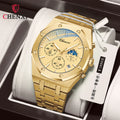 CHENXI 948 New Fashion Business Mens Stainless Steel Alloy Case Quartz Wrist Watch Pointer Dial Chronograph Waterproof  3BAR