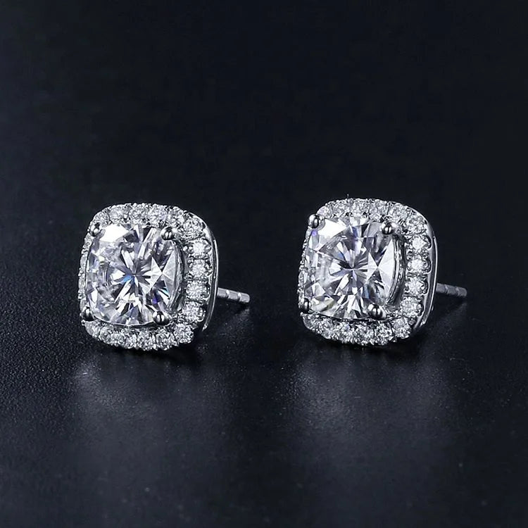 Lovely Halo Earrings for Women Girls 9k Gold  Round  Moissanite Diamond Stud Earring Jewelry