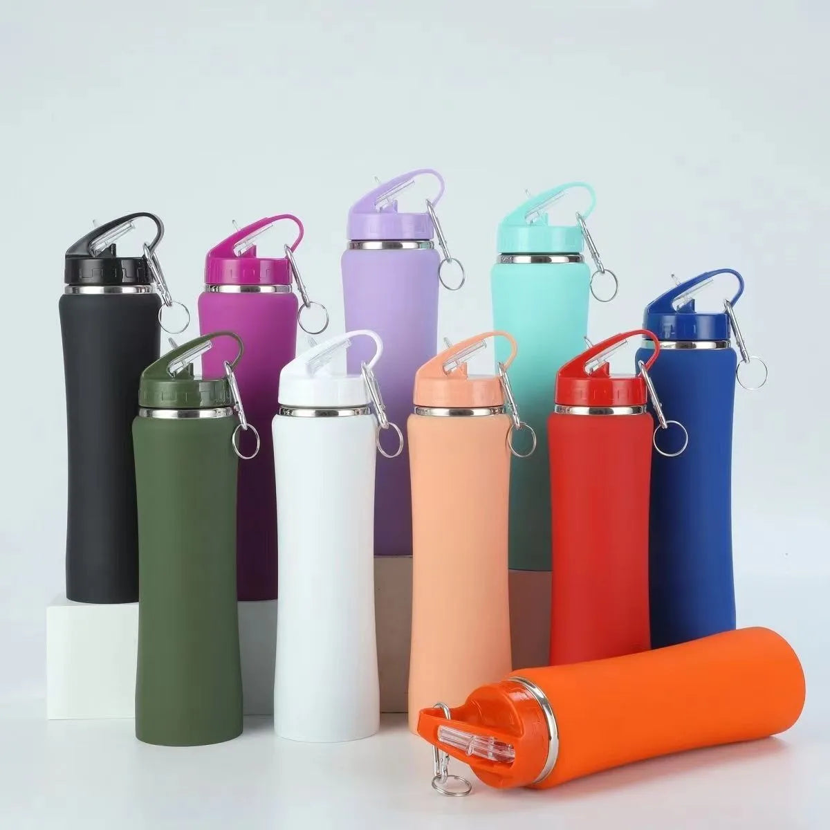 New Fashion Portable Outdoor Kettle Water Cup Large Capacity Stainless Steel Straw Cup Small Waist Thermos Sports Water Bottle