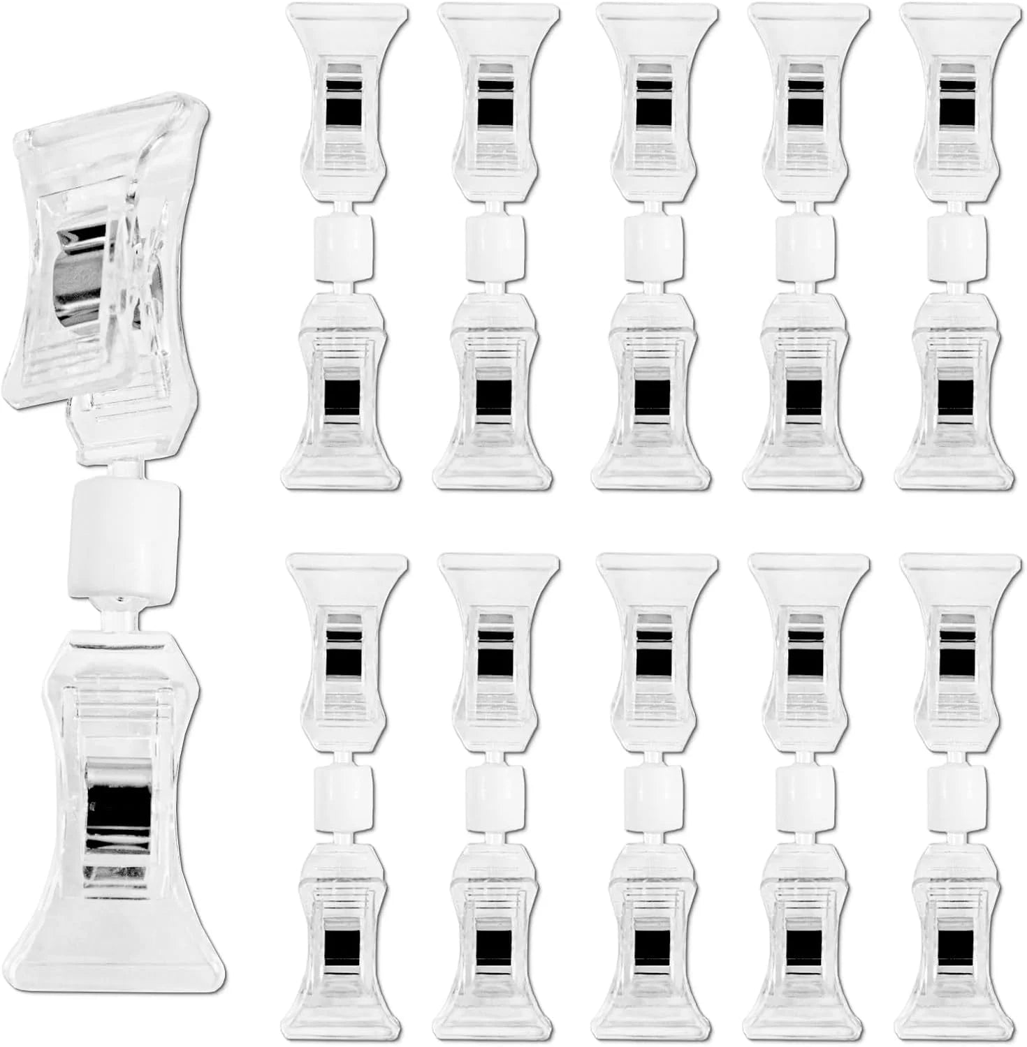 Mini Clip Sign Display Double Sided Sign Clips Clear Rotatable Merchandise Clip on Holder Plastic Price Tag