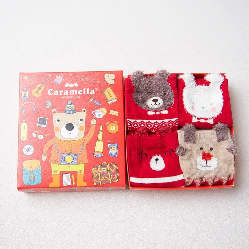 Factory Price Custom Winter Christmas Indoor Soft Comfortable  Fluffy Socks Sets for Women
