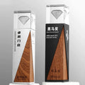 23cm Height Personalized Black Silver Metal Plated Wooden Crystal Tower Plaque Trophy MH-NJ0729