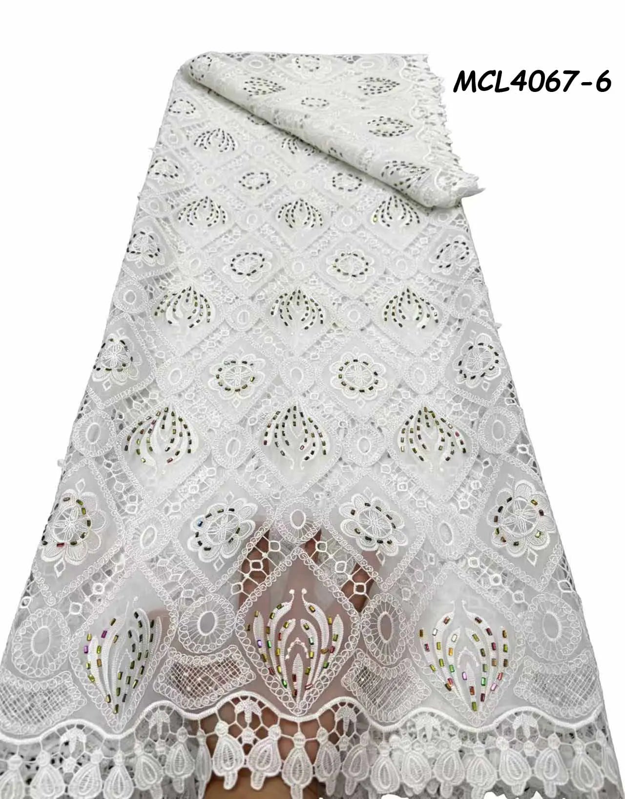 Mikemaycall Laser Cut Water Soluble Voile Fabric Corded Embroidery Beaded Guipure Cord Lace