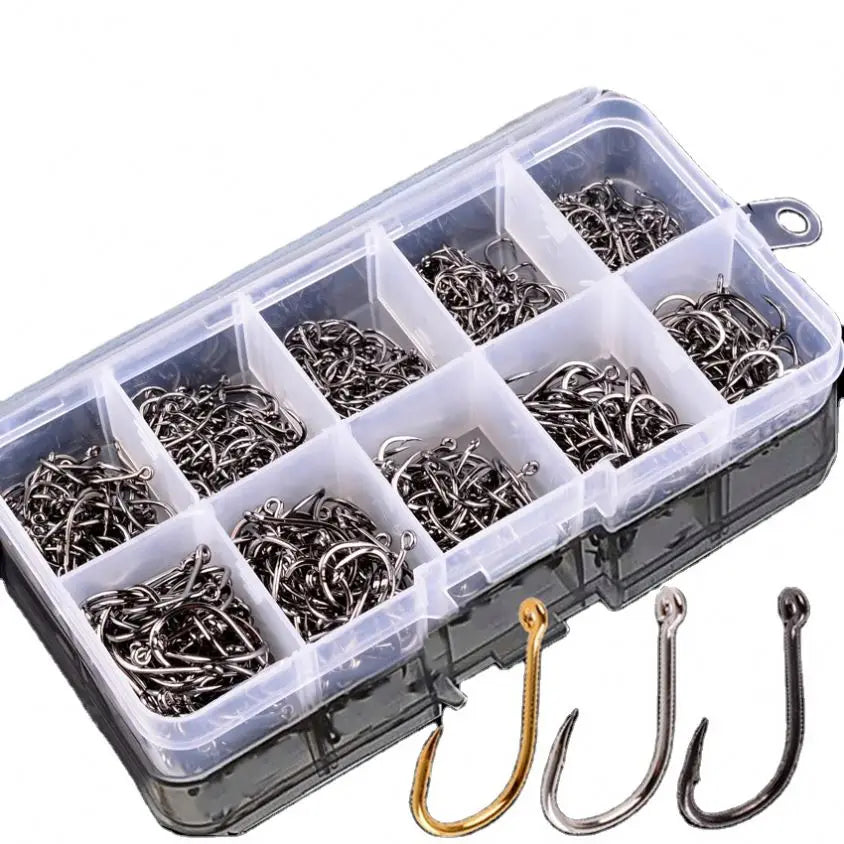 100Pcs Fly Fishing Hooks Box High Carbon Steel Barbed Jig Hook Barbed Carp Bass Saltwater Sea Fishing Hooks Jig Head MegaBDM