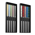 Checkerboard Pattern Handle Chopsticks Stainless Steel Custom Titanium Korean Chopstick Making Machines