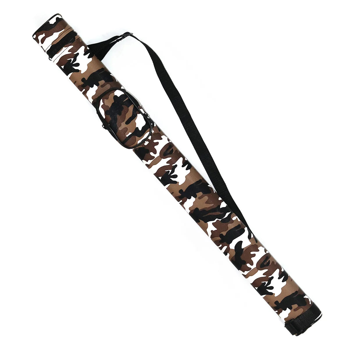 Camouflage Color 2 Holes 1/2-pc Billiard Pool Cue Bag PU Leather Oval Shape Carrying Cue Case