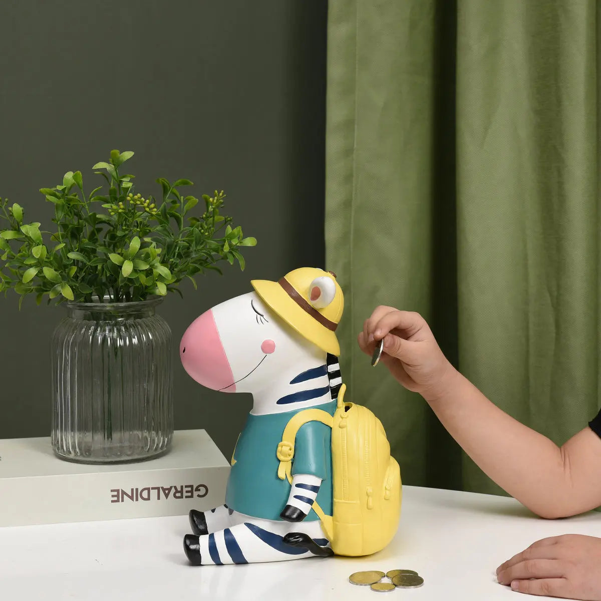 Resin Animal Statue Cute Zebra Child Money Saving Box Lovely Kids Gifts Animals Piggy Coin Bank