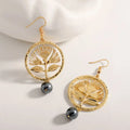 2023 Latest Gold Plating Hawaiian the LEHUA Floral Design Round Pendant Earrings Tree Shell Pearl Earring Jewelry for Women