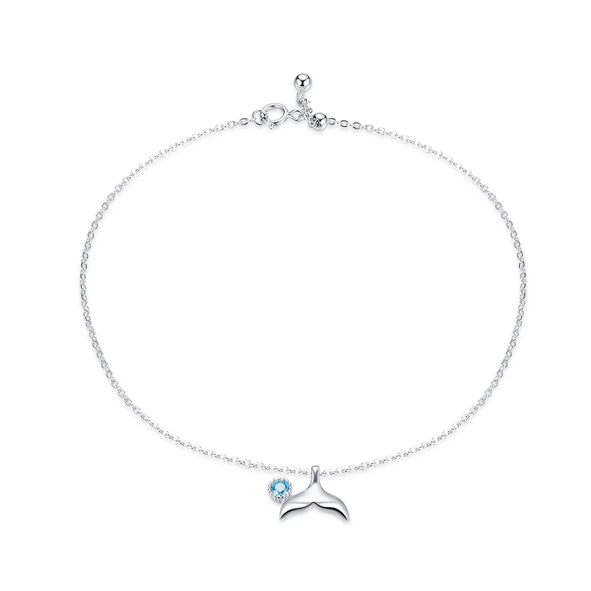 Ladies Custom Mermaid Tail White Gold Anklet Fashion Jewelry 925 Sterling Silver Cute Animal Zircon S925 Chic Women's Accessory
