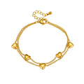 Aimgal Women's Fashion Jewelry Stainless Steel PVD Plated 18k Gold Trendy Niche Design Double Layer Chain Heart Bracelet