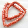 Natural Coral Beads Tube Beads for Jewelry Making Bulk Dyed Orange Grade AB 20-40x12-15mm Hole: 2mm