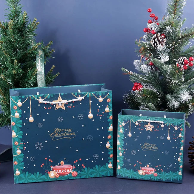 Wholesale Recyclable Christmas Gift Bags New Design Custom Printed UV Coating Embossing 3D Pattern Paper Bags