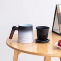 Ceramic Coffee Mug Set with Infuser and Lid 13.5 oz Loose Leaf Teacup Tet Rosewood Handle Matte Ceramic Mug