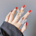 Fashion Design Cooper and Rhinestone Micro Inserted Butterfly Shape Ring for Ladies