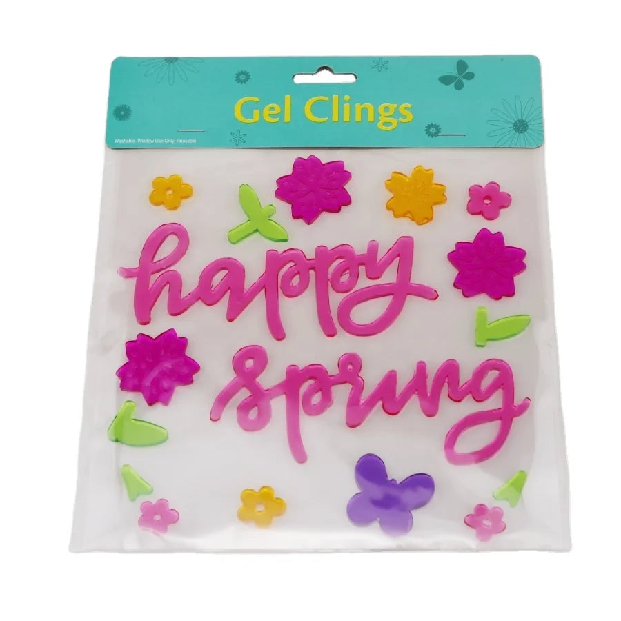 UV Printed Eco-Friendly TPR Material Floral Design Custom Color Holiday Window Gel Stickers for Home Decor