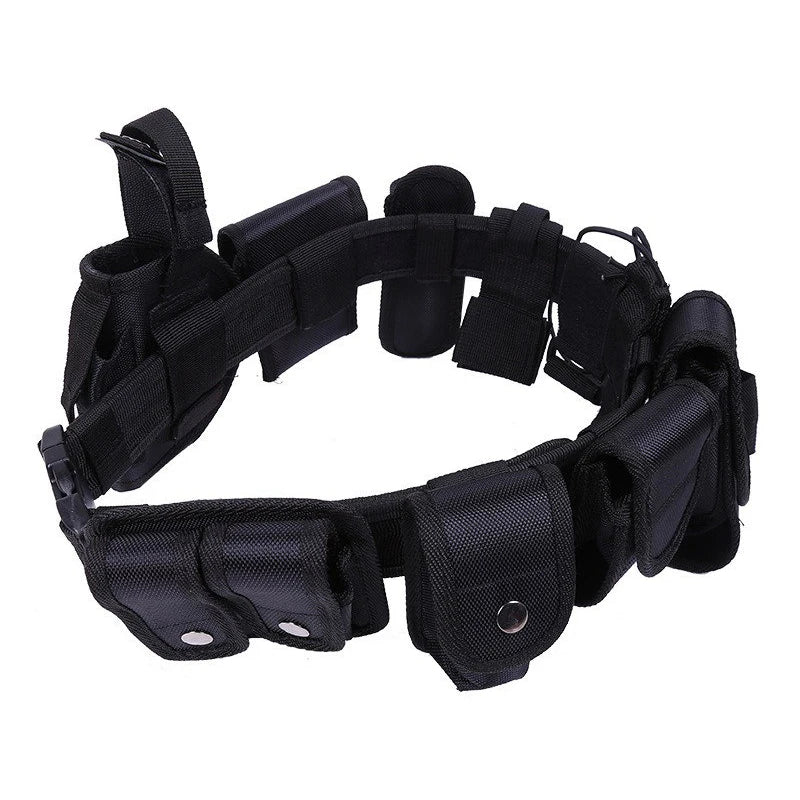 Tactical Waist Belt With 10 Components Pouches Bags Holster Gear Black Modular Equipment System Set Security