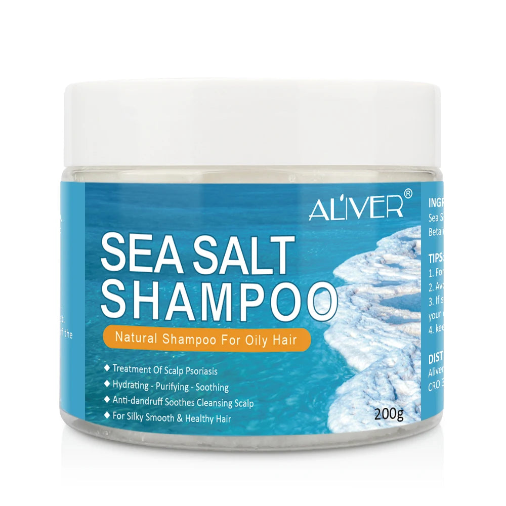 ALIVER Wholesale Multi-functional Ingredient Natural Sea Salt Shampoo Hair Scalp Scrub Sea Salt Shampoo