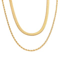 18k Pvd Gold Plated Herringbone Rope Chain Layered Necklace Stainless Steel Necklace Tarnish Free & Waterproof Jewelry