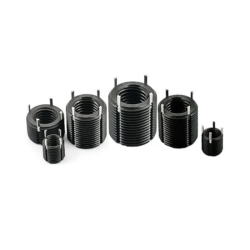 Black Threaded Key Locking Thread Insert Carbon Steel 4 Key Pins Fully Threaded Right Hand Metric Thin-Walled Durable M5-M12