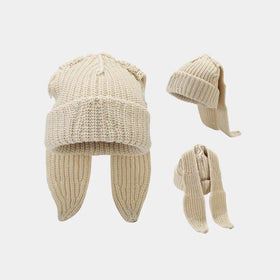 2024 New Cute Rabbit Ears Acrylic Street Fashion Women Lady Outdoor Warm Winter Hat Knitted Beanie Hats With Long Ears