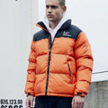 Men's Insulated Outdoor Down Jacket Winter Warm Puffer Coat with Hood and Full Zipper Cotton Padded Overcoat